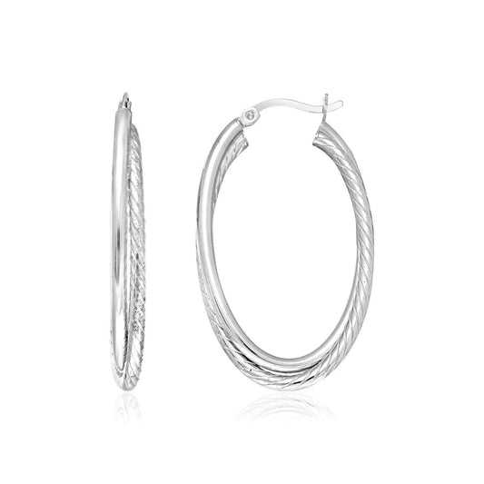 Sterling Silver Oval Twisted Tube Hoop Earrings freeshipping - Higher Class Elegance