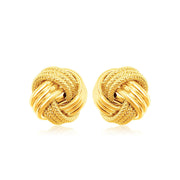 14k Yellow Gold Love Knot with Ridge Texture Earrings freeshipping - Higher Class Elegance