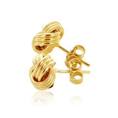 14k Yellow Gold Love Knot with Ridge Texture Earrings freeshipping - Higher Class Elegance