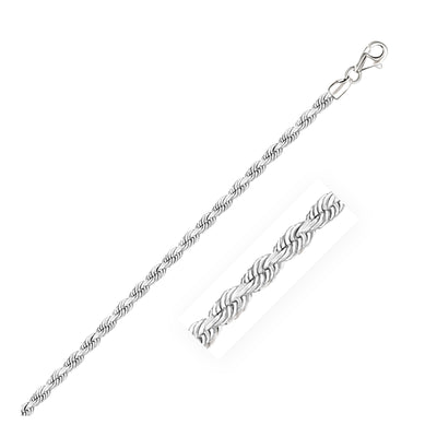 3.0mm 14k White Gold Solid Diamond Cut Rope Bracelet freeshipping - Higher Class Elegance
