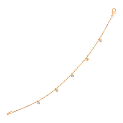 14k Rose Gold 7 inch Bracelet with Petite Diamond Charms freeshipping - Higher Class Elegance