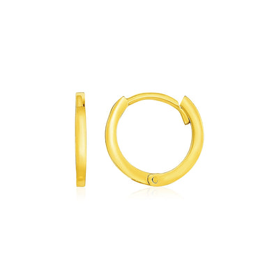 14k Yellow Gold Petite Polished Round Hoop Earrings freeshipping - Higher Class Elegance