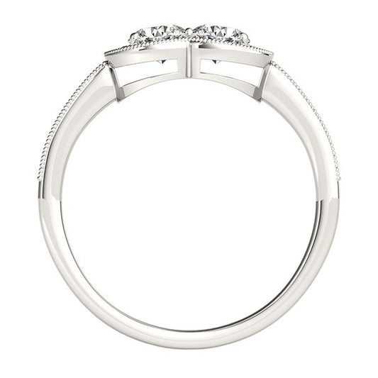 14k White Gold Two Stone Diamond Halo Ring (3/4 cttw)