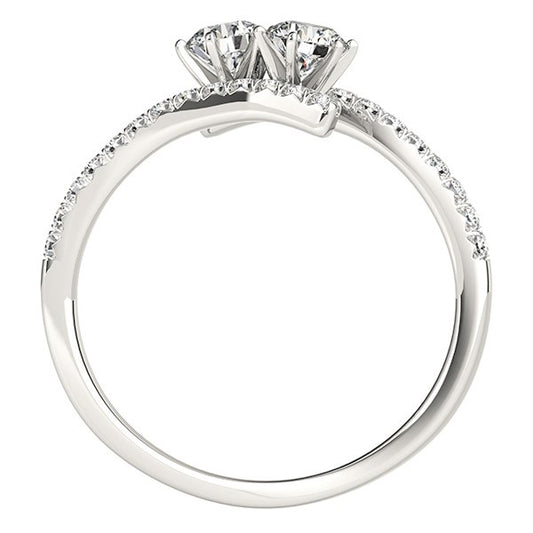 Two Stone Bypass Diamond Ring in 14k White Gold (3/4 cttw)