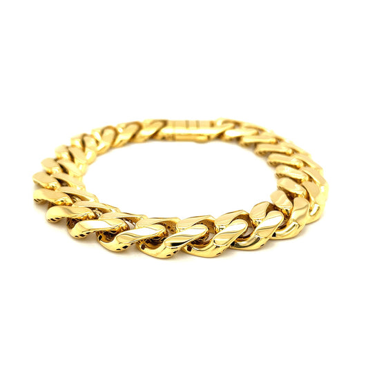 14k Yellow Gold 8 1/2 inch Wide Polished Curb Chain Bracelet