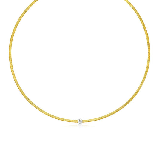 14k Two Tone Gold Necklace with Brushed Texture and Diamonds freeshipping - Higher Class Elegance