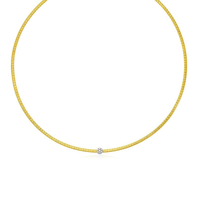 14k Two Tone Gold Necklace with Brushed Texture and Diamonds freeshipping - Higher Class Elegance