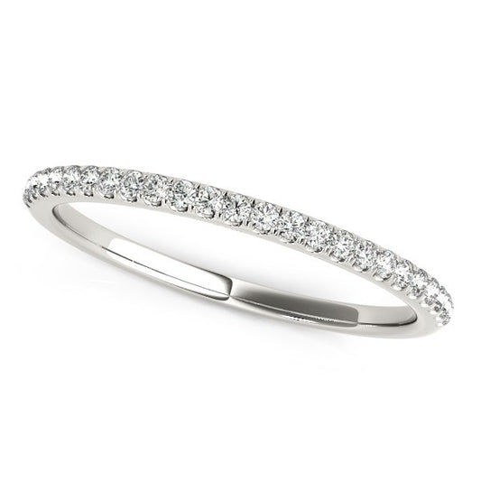 14k White Gold Diamond Wedding Band in Pave Setting (1/8 cttw)