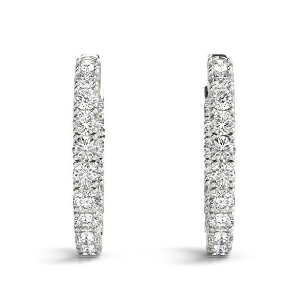 14k White Gold Two Sided Prong Set Diamond Hoop Earrings (3 1/2 cttw) freeshipping - Higher Class Elegance