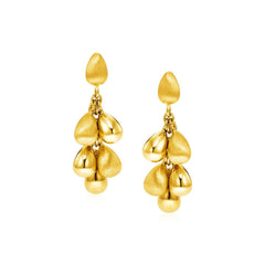 14k Yellow Gold Satin Finish Earrings with Teardrops freeshipping - Higher Class Elegance