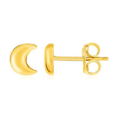 14k Yellow Gold Post Earrings with Moons freeshipping - Higher Class Elegance