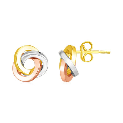 14k Tri Color Gold Love Knot Earrings freeshipping - Higher Class Elegance