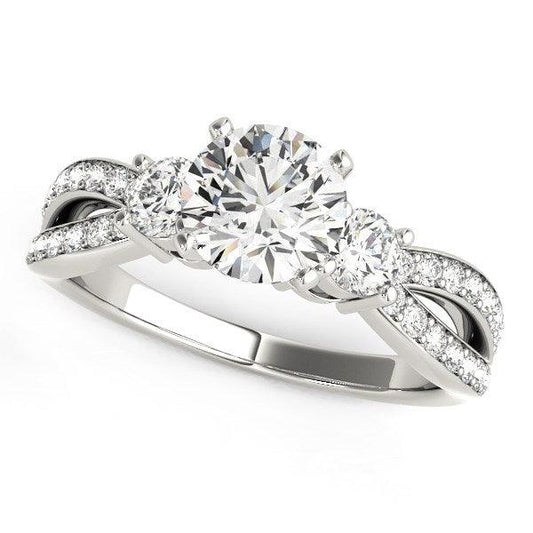 14k White Gold Split Shank Round Diamond Engagement Ring (1 5/8 cttw) freeshipping - Higher Class Elegance