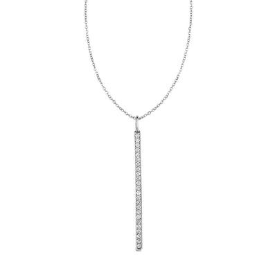 14k White Gold Bar Pendant with Diamonds freeshipping - Higher Class Elegance