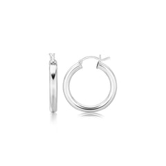 Sterling Silver Rhodium Plated Thick Style Polished Hoop Earrings (25mm) freeshipping - Higher Class Elegance
