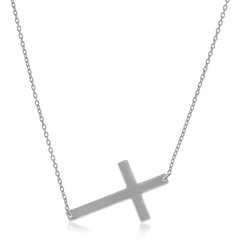 14k White Gold Plain Cross Motif Necklace freeshipping - Higher Class Elegance