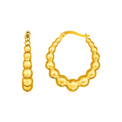 14k Yellow Gold Graduated Sphere Hoop Earrings freeshipping - Higher Class Elegance