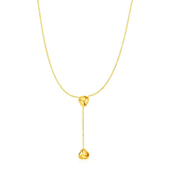 Lariat Necklace with Two Love Knots in 14k Yellow Gold freeshipping - Higher Class Elegance