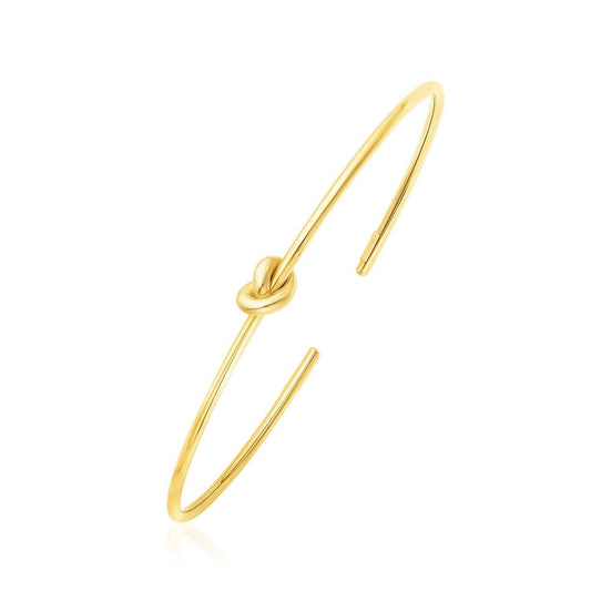 14k Yellow Gold Polished Cuff Bangle with Knot freeshipping - Higher Class Elegance