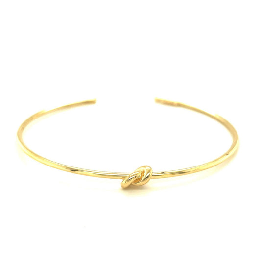 14k Yellow Gold Polished Cuff Bangle with Knot freeshipping - Higher Class Elegance