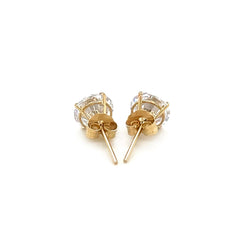 14k Yellow Gold Stud Earrings with White Hue Faceted Cubic Zirconia freeshipping - Higher Class Elegance