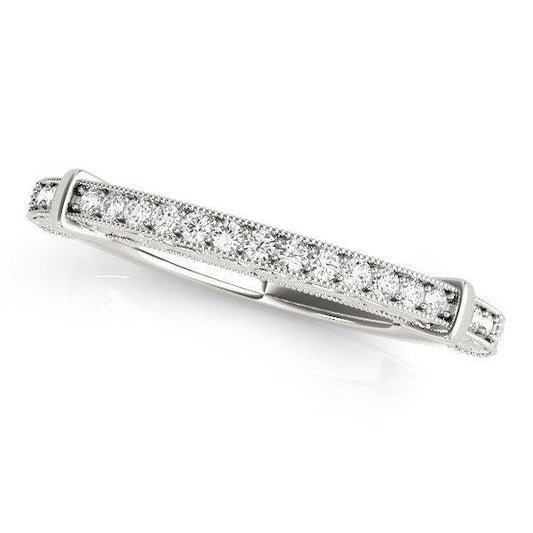 14k White Gold Bead Border Modern Wedding Band (1/8 cttw) freeshipping - Higher Class Elegance