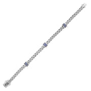 Sterling Silver Woven Bracelet with Blue Sapphire Stations freeshipping - Higher Class Elegance