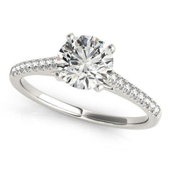 14k White Gold Pronged Round Diamond Engagement Ring (1 5/8 cttw) freeshipping - Higher Class Elegance