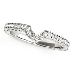 14k White Gold Prong Set Curved Wedding Band (1/8 cttw) freeshipping - Higher Class Elegance