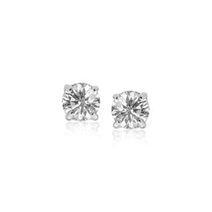 14k White Gold Stud Earrings with White Hue Faceted Cubic Zirconia freeshipping - Higher Class Elegance