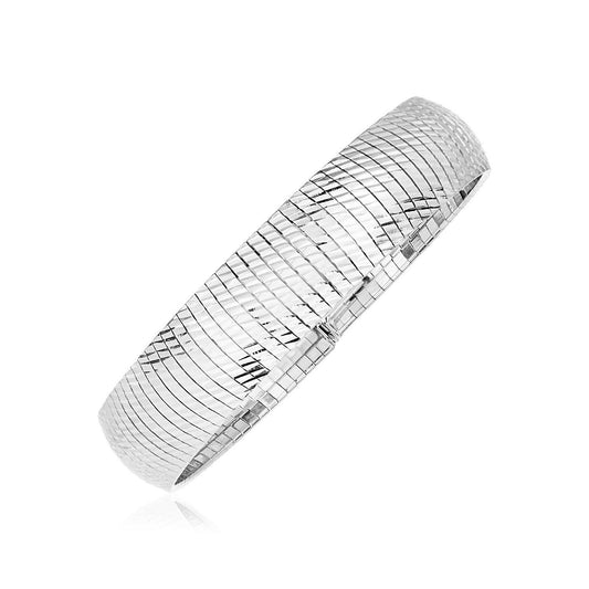 Sterling Silver Serpentine Style Bracelet with Diagonal Texture freeshipping - Higher Class Elegance