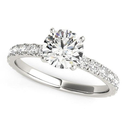 14k White Gold Single Row Shank Round Diamond Engagement Ring (1 1/3 cttw) freeshipping - Higher Class Elegance