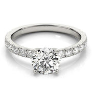 14k White Gold Single Row Shank Round Diamond Engagement Ring (1 1/3 cttw) freeshipping - Higher Class Elegance