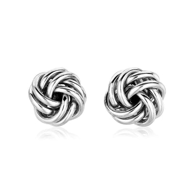 Sterling Silver Petite Two Strand Love Knot Earrings freeshipping - Higher Class Elegance
