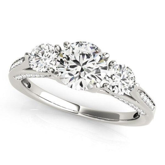 14k White Gold 3 Stone Style Round Diamond Engagement Ring (1 3/4 cttw) freeshipping - Higher Class Elegance