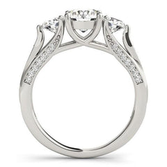 14k White Gold 3 Stone Style Round Diamond Engagement Ring (1 3/4 cttw) freeshipping - Higher Class Elegance