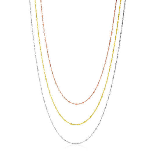 Sterling Silver Three Toned Three Strand Fine Chain Necklace freeshipping - Higher Class Elegance