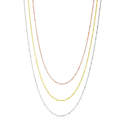 Sterling Silver Three Toned Three Strand Fine Chain Necklace freeshipping - Higher Class Elegance