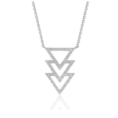 Triple Triangle Pendant with Diamonds in 14k White Gold (1/5 cttw) freeshipping - Higher Class Elegance