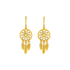 Dream Catcher Earrings in 14k Yellow Gold freeshipping - Higher Class Elegance