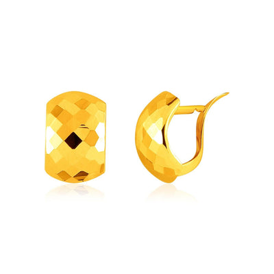 14k Yellow Gold Geometric Texture Earrings freeshipping - Higher Class Elegance