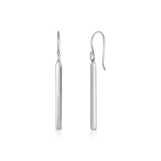 Sterling Silver Polished Bar Earrings freeshipping - Higher Class Elegance