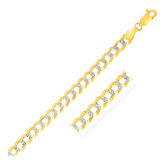 4.7mm 14k Two Tone Gold Pave Curb Bracelet freeshipping - Higher Class Elegance