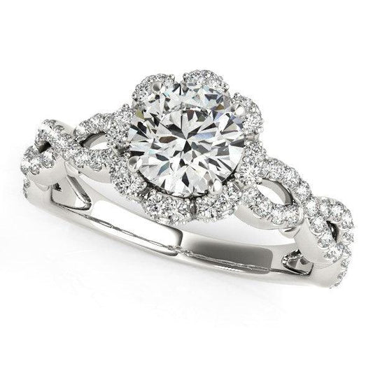 14k White Gold Flower Motif Split Shank Diamond Engagement Ring (1 5/8 cttw) freeshipping - Higher Class Elegance