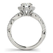 14k White Gold Flower Motif Split Shank Diamond Engagement Ring (1 5/8 cttw) freeshipping - Higher Class Elegance