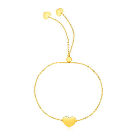 14k Yellow Gold Adjustable Heart Bracelet