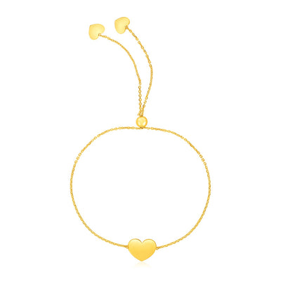 14k Yellow Gold Adjustable Heart Bracelet freeshipping - Higher Class Elegance