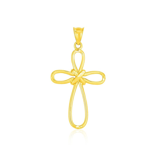 14k Yellow Gold Looped Knot Style Cross Pendant freeshipping - Higher Class Elegance