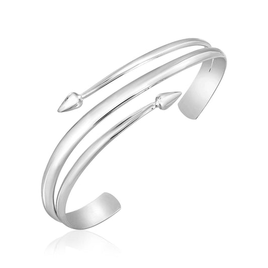 Sterling Silver Three Part Polished Arrow Motif Cuff Bangle freeshipping - Higher Class Elegance