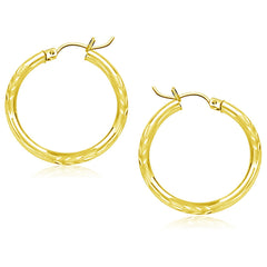 10k Yellow Gold Diamond Cut Hoop Earrings (25mm) freeshipping - Higher Class Elegance